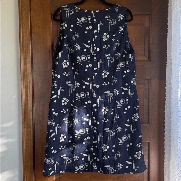 Abercrombie & Fitch Linen-Blend Tie-Front Mini Dress in Navy Patten 🍷🍝🍅 - Picture 13 of 13